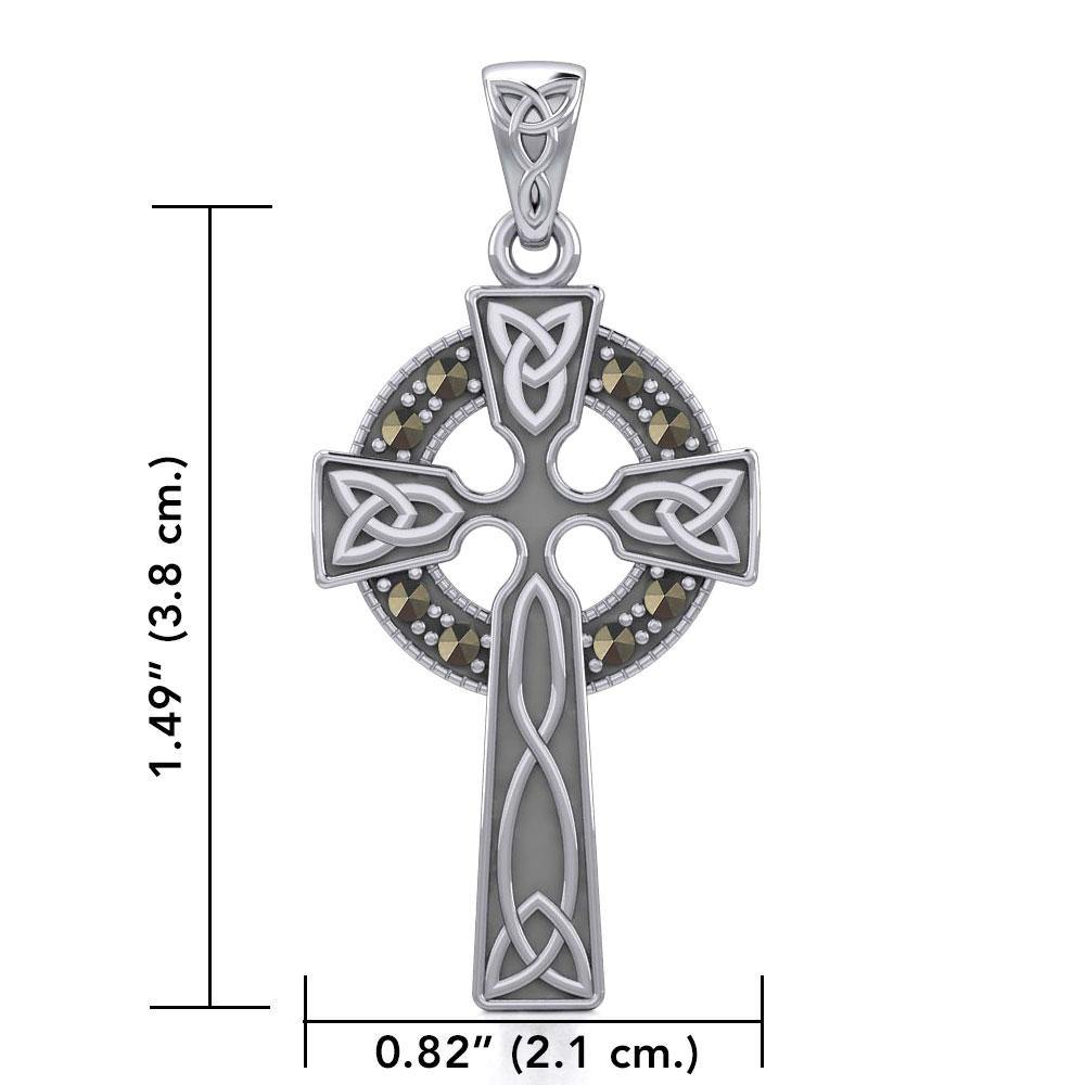 Celtic Cross Silver Pendant with Marcasite TPD5346 Pendant