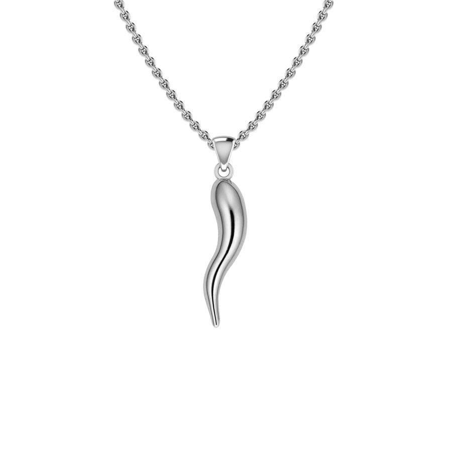 Italian Horn Good Luck Charm Silver Pendant Small Version TPD5350 Pendant