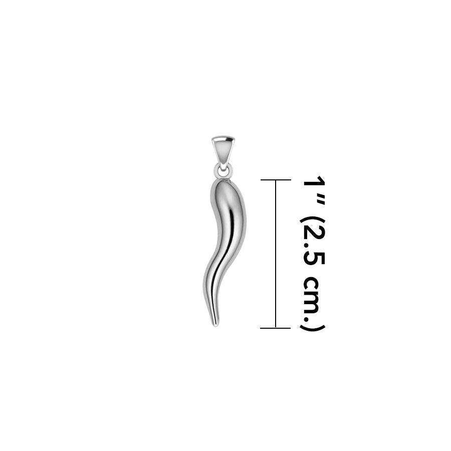 Italian Horn Good Luck Charm Silver Pendant Small Version TPD5350 Pendant