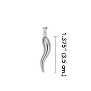 Italian Horn Good Luck Charm Silver Pendant Medium Version TPD5351 Pendant