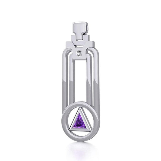 Modern Geometric Recovery Silver Pendant with Gemstone TPD5356 Pendant