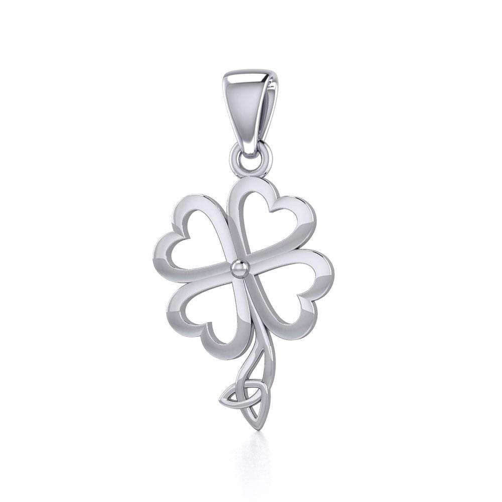 Four Leaf Clover with Trinity Knot Silver Pendant TPD5357 Pendant