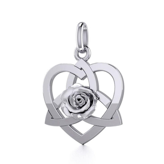 Trinity in Heart with Rose Silver Pendant TPD5360 Pendant