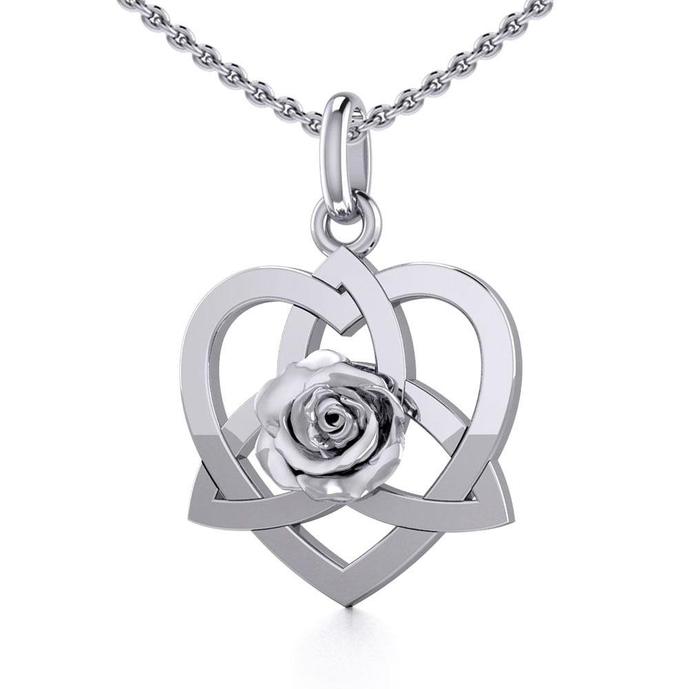 Trinity in Heart with Rose Silver Pendant TPD5360 Pendant