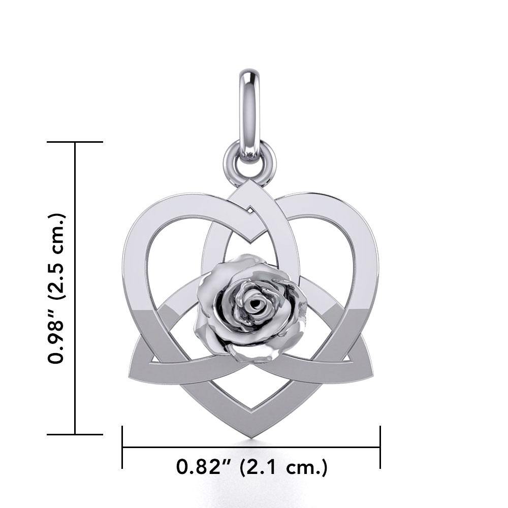 Trinity in Heart with Rose Silver Pendant TPD5360 Pendant