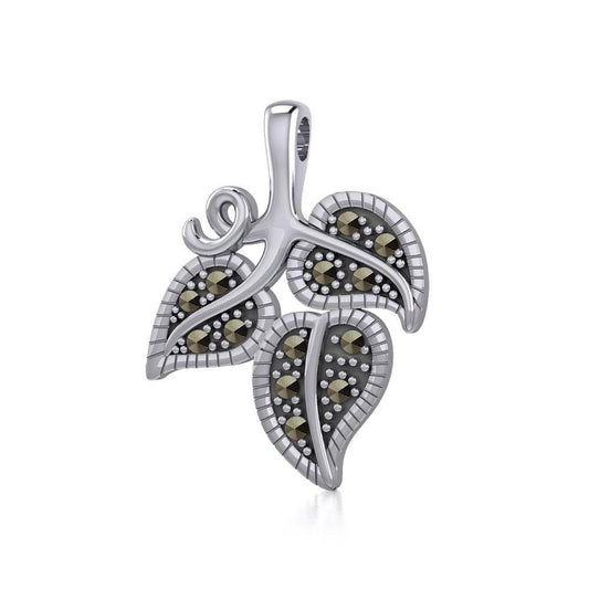 Vine Flower Silver Slider Pendant with Marcasite TPD5361 Pendant