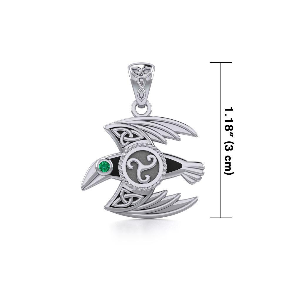 Behind the Mystery of the Mythical Raven Silver Jewelry Pendant with Gemstone TPD5381 Pendant