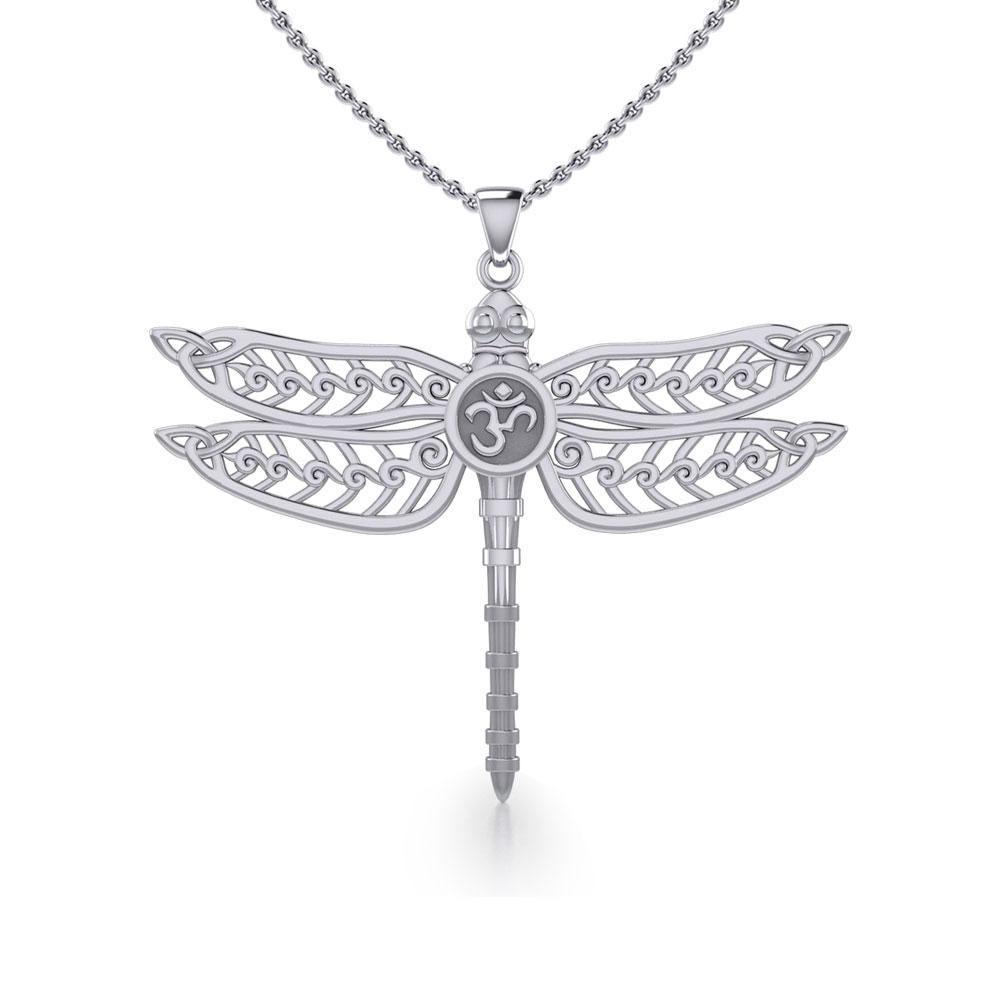 The Celtic Dragonfly with Om Symbol Silver Pendant TPD5384 Pendant
