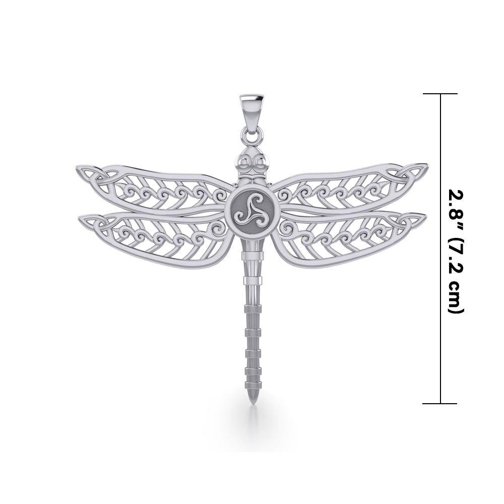 The Celtic Dragonfly with Triskele Silver Pendant TPD5385 Pendant