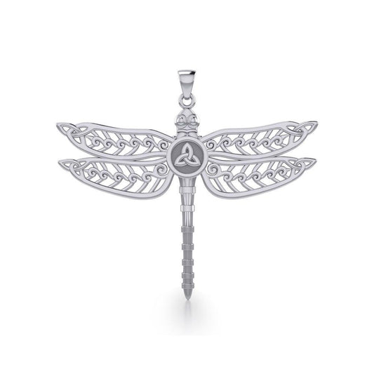 The Celtic Dragonfly with Trinity Knot Silver Pendant TPD5386 Pendant