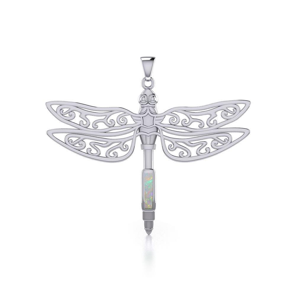 The Celtic Dragonfly with Inlay Stone Silver Pendant TPD5388 Pendant