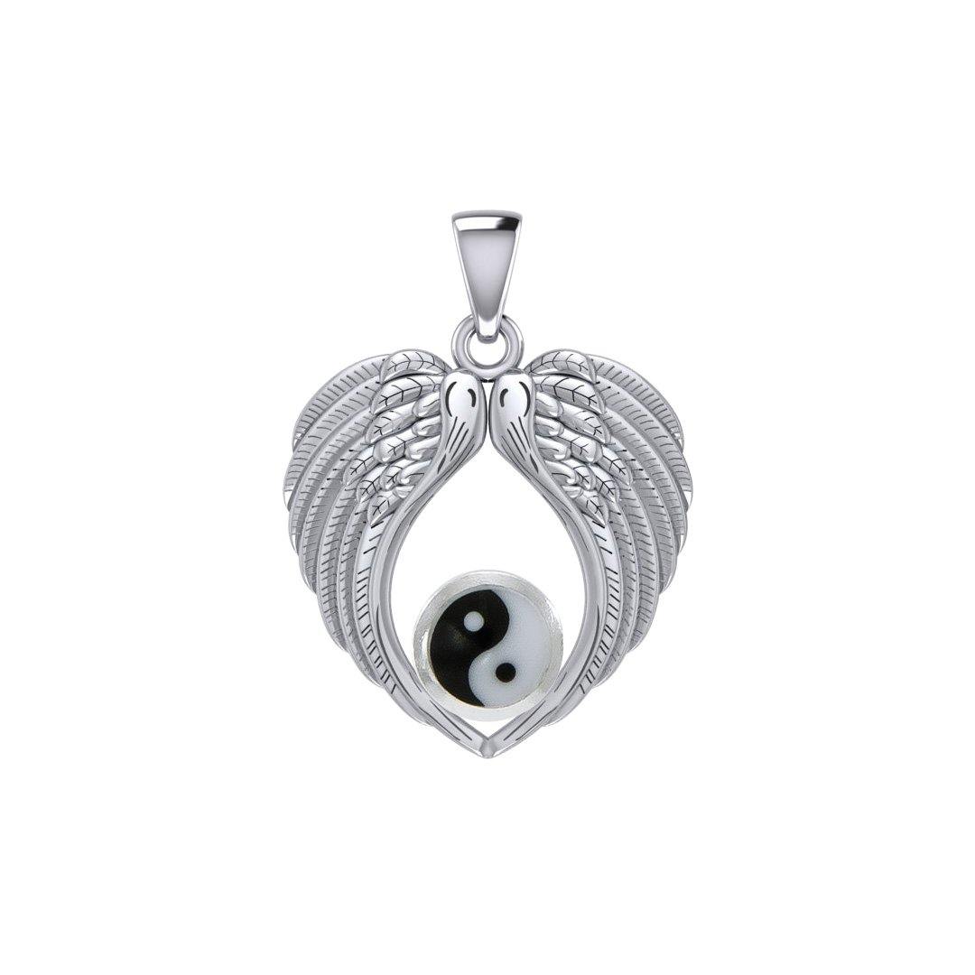 Feel the Tranquil in Angels Wings Silver Pendant with Yin Yang TPD5454 Pendant
