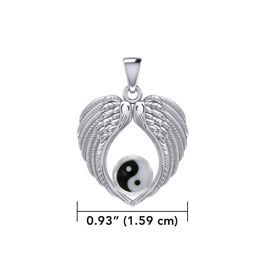 Feel the Tranquil in Angels Wings Silver Pendant with Yin Yang TPD5454 Pendant