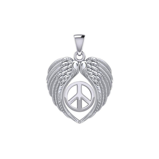 Feel the Tranquil in Angels Wings Silver Pendant with Peace TPD5455 Pendant