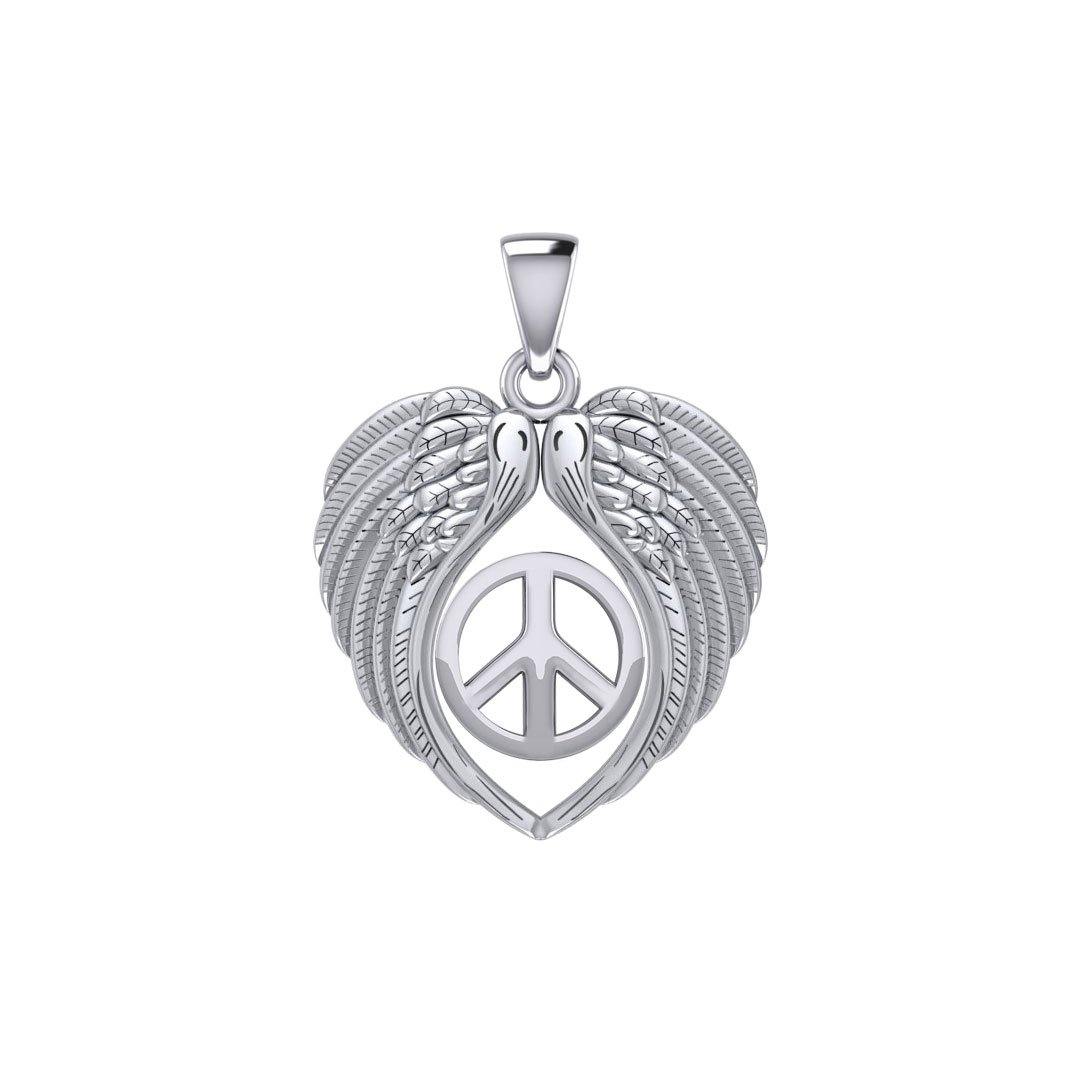 Feel the Tranquil in Angels Wings Silver Pendant with Peace TPD5455 Pendant