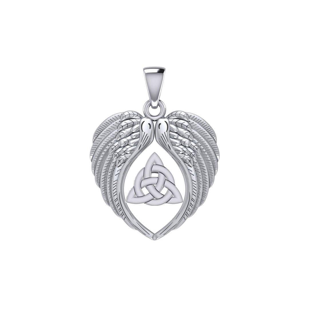 Feel the Tranquil in Angels Wings Silver Pendant with Triquetra TPD5457 Pendant