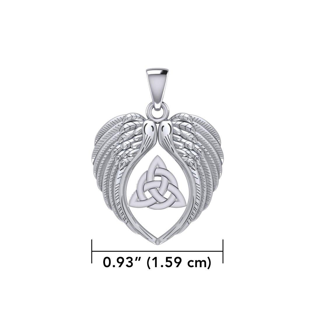 Feel the Tranquil in Angels Wings Silver Pendant with Triquetra TPD5457 Pendant