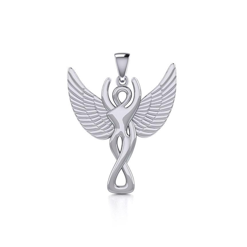 Silver Winged Goddess Pendant TPD5470 Pendant