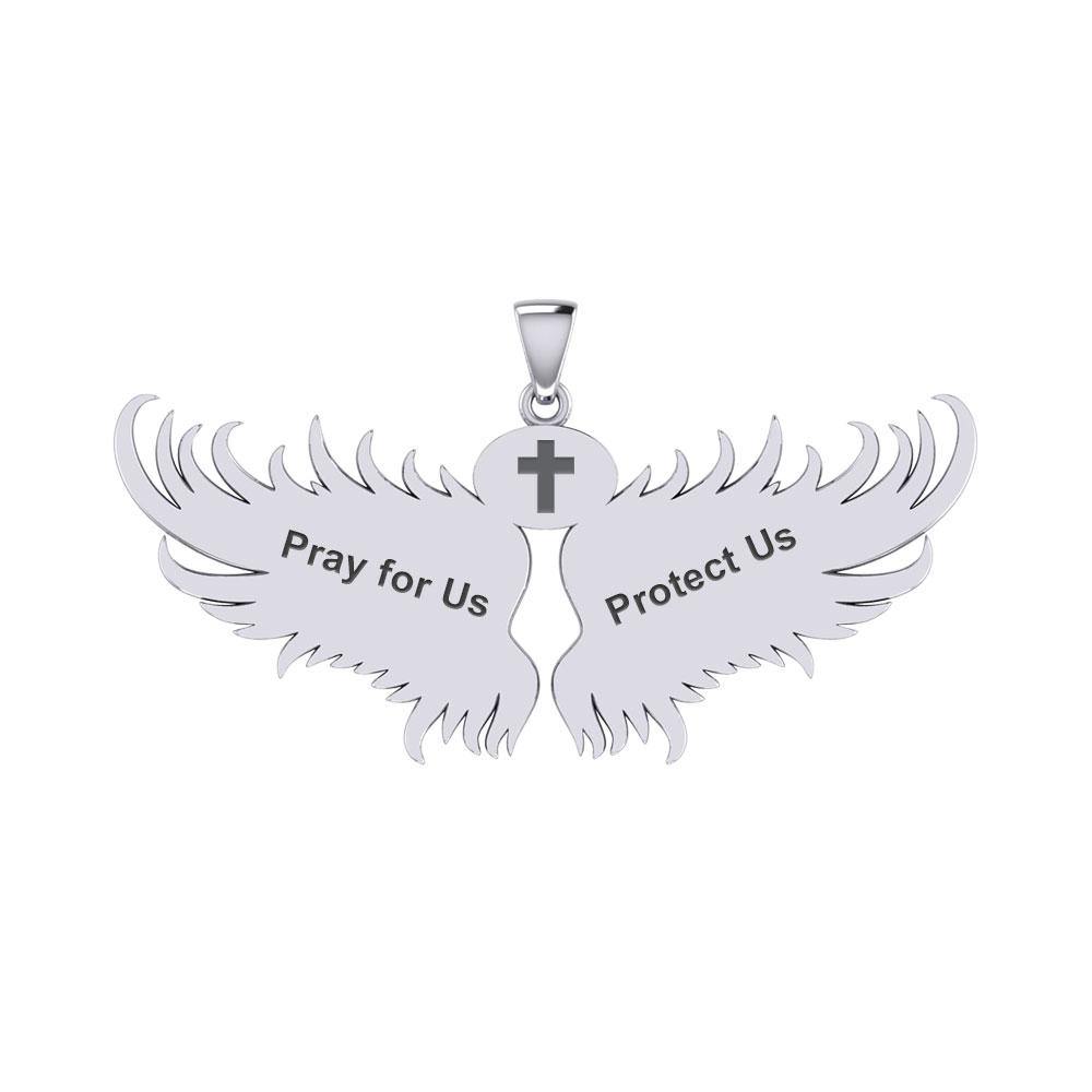 Guardian Angel Wings Silver Pendant with Scorpio Zodiac Sign TPD5522 Pendant