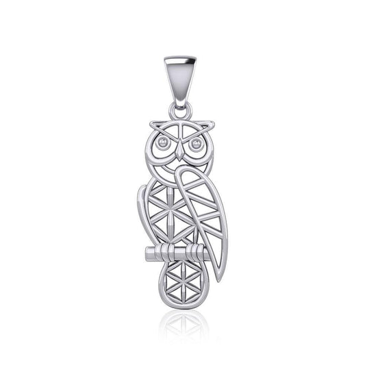 Silver Flower of Life Owl Pendant TPD5612 Pendant
