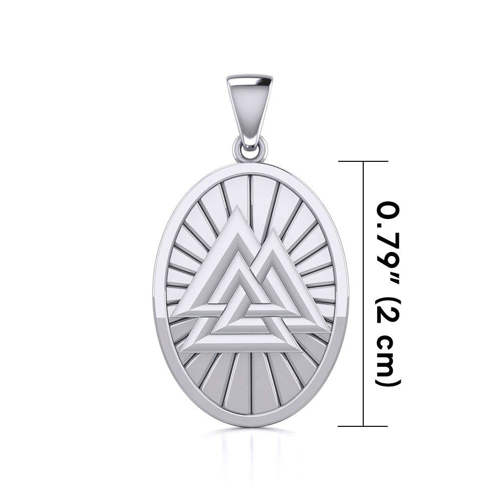 Sterling Silver Viking Valknut Oval Pendant Jewelry TPD5615 Pendant