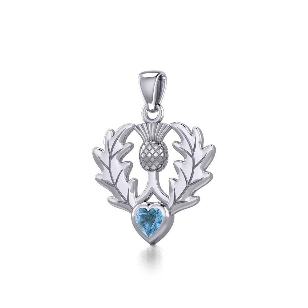 Thistle Silver Pendant with Heart Gemstone TPD5637 Pendant