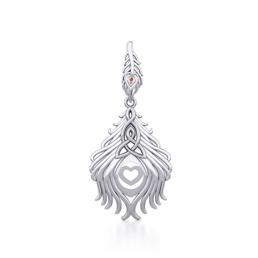 Celtic Peacock Tail Silver Pendant with Gemstone TPD5640 Pendant
