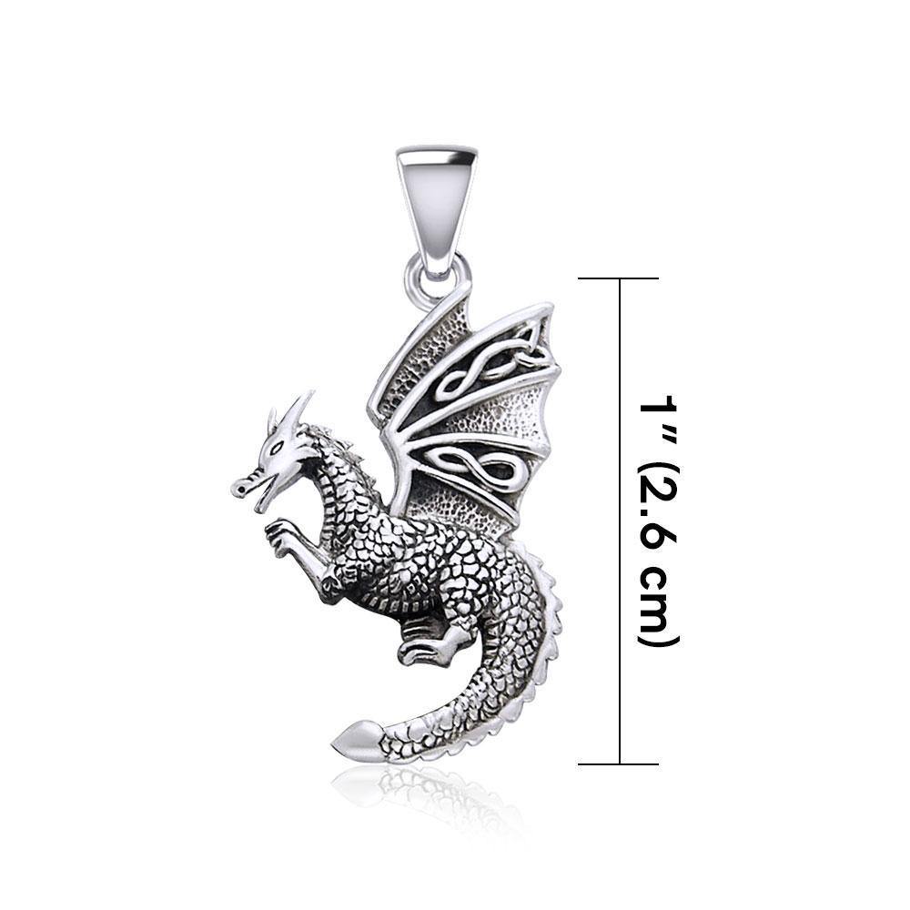 Flying Dragon with Celtic Wing Silver Pendant TPD5641 Pendant