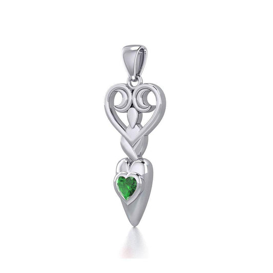 Goddess with Heart Gemstone Silver Pendant TPD5657 Pendant