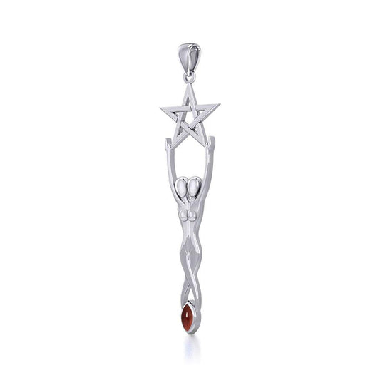 Twin Goddess with Pentacle Silver Pendant TPD5658 Pendant
