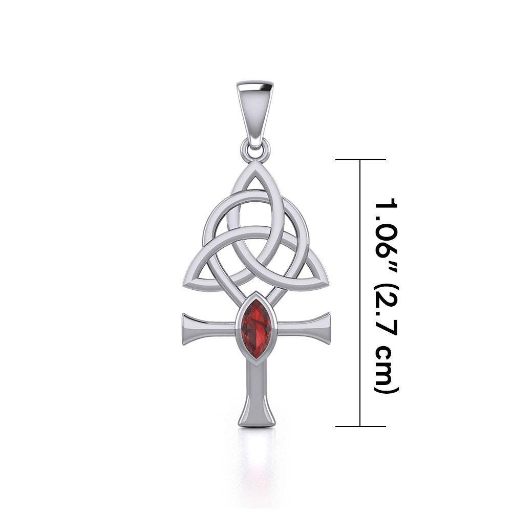 Triquetra Ankh Silver Pendant with Gemstone TPD5660 Pendant