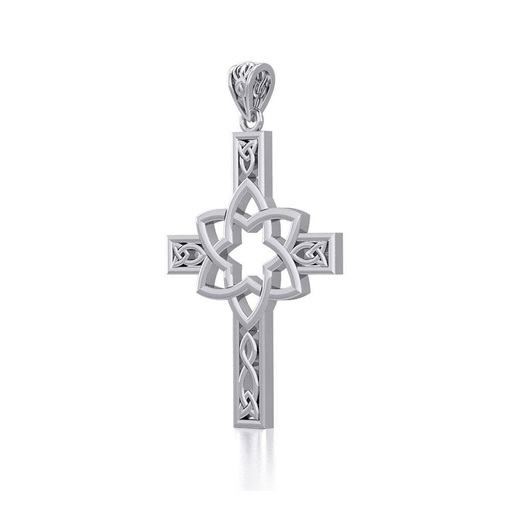 Mandala on Celtic Cross Silver Pendant TPD5665 Pendant