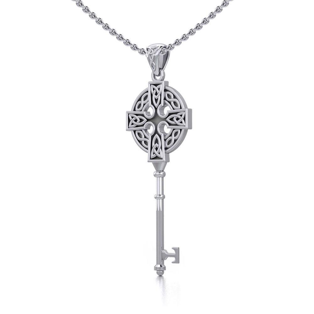 Celtic Cross Spiritual Enchantment Key Silver Pendant TPD5674 Pendant