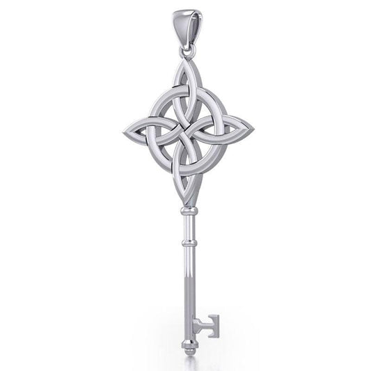 Celtic Four Point Knot Spiritual Enchantment Key Silver Pendant TPD5675 - peterstone.dropshipping