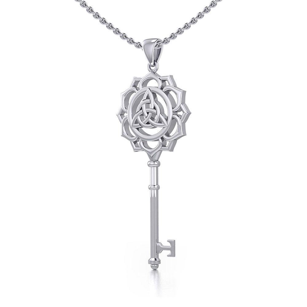 Celtic Triquetra Spiritual Enchantment Key Silver Pendant TPD5676 Pendant