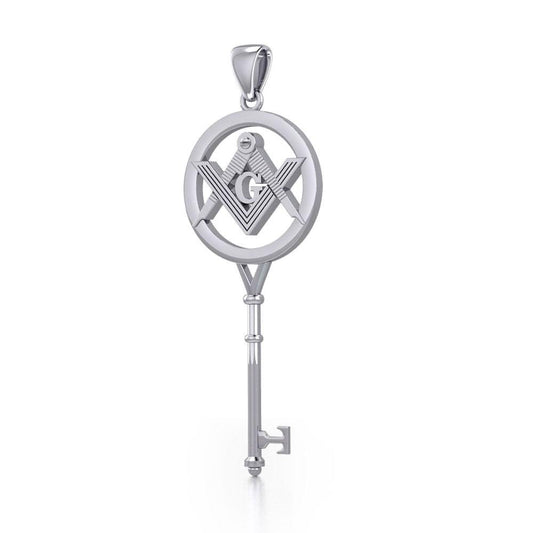 Masonic Compass Square Spiritual Enchantment Key Silver Pendant TPD5683 Pendant