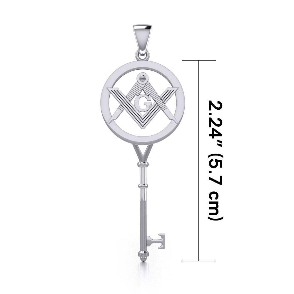 Masonic Compass Square Spiritual Enchantment Key Silver Pendant TPD5683 Pendant