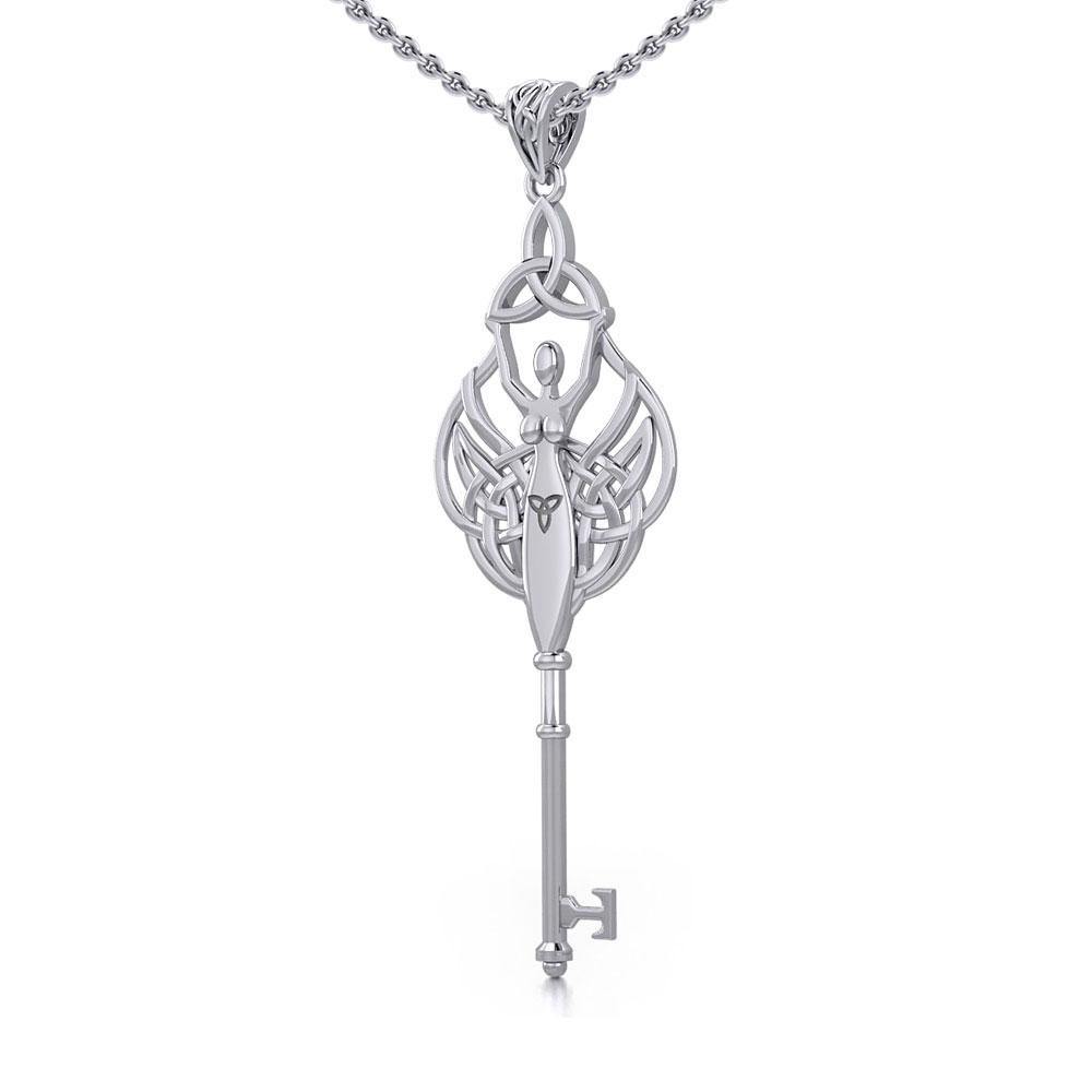 Celtic Trinity Goddess Spiritual Enchantment Key Silver Pendant TPD5684 Pendant