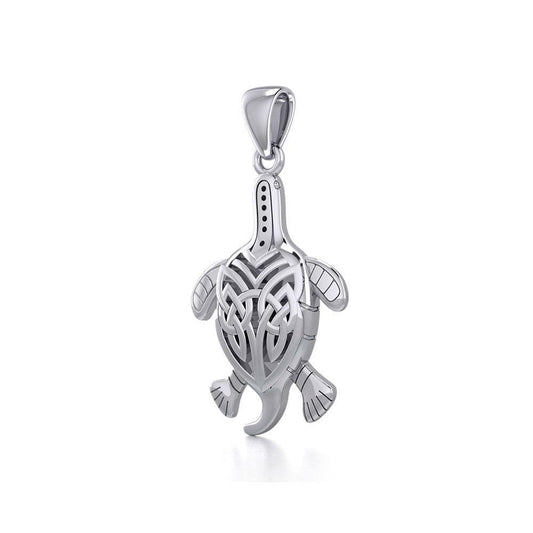 Celtic Sea Turtle Sterling Silver Pendant TPD5689 Pendant