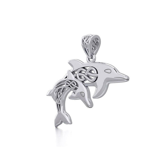 Celtic Double Dolphins Silver Pendant TPD5692 Pendant