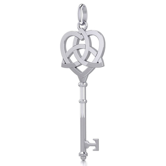 Celtic Heart Spiritual Enchantment Key Silver Pendant TPD5708