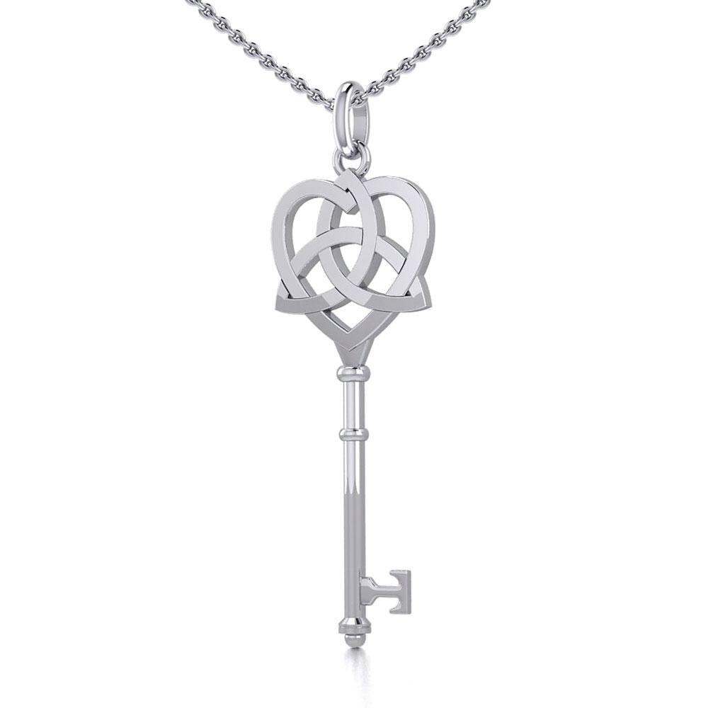Celtic Heart Spiritual Enchantment Key Silver Pendant TPD5708 - Peter Stone Wholesale