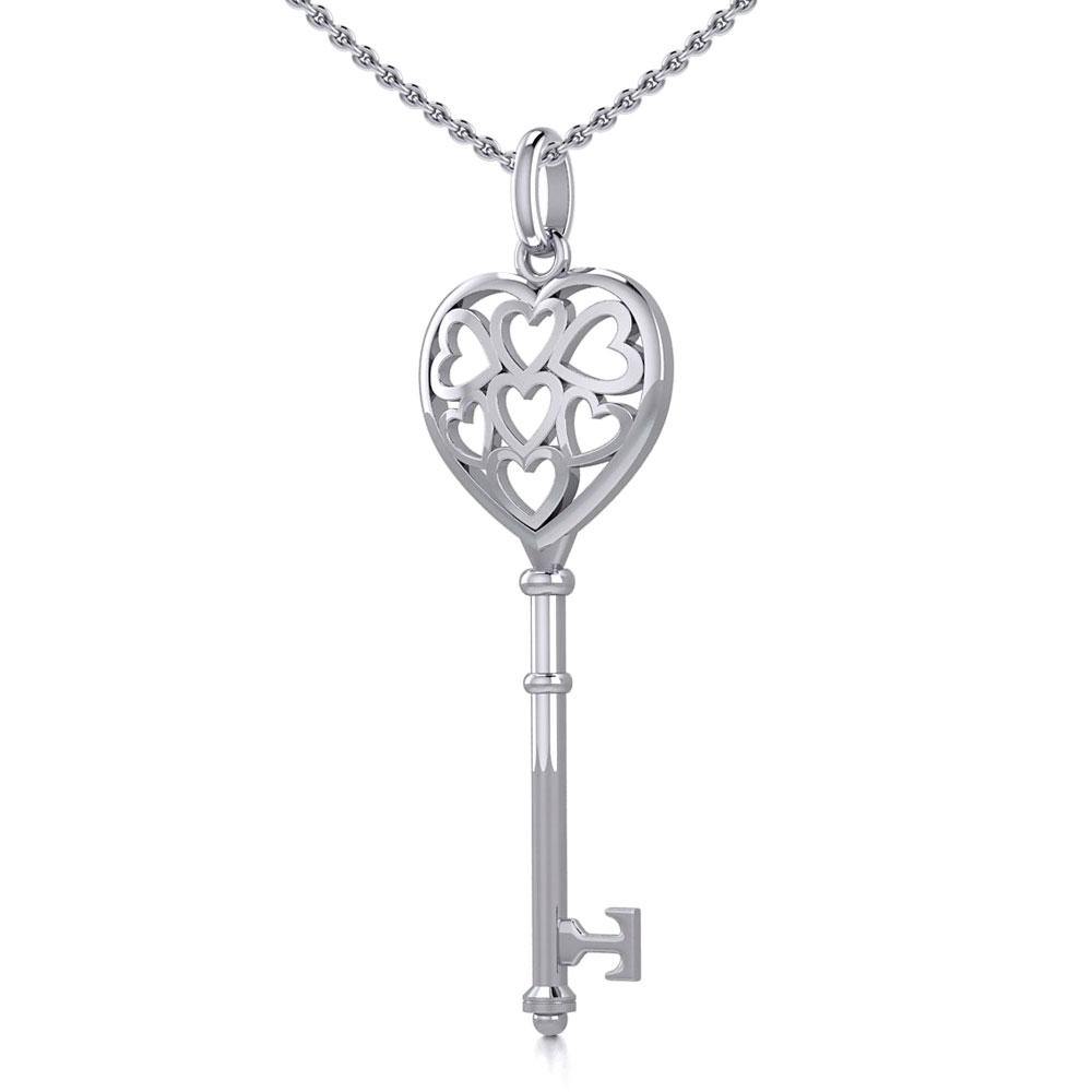 Heart Spiritual Enchantment Key Silver Pendant TPD5709 - Peter Stone Wholesale