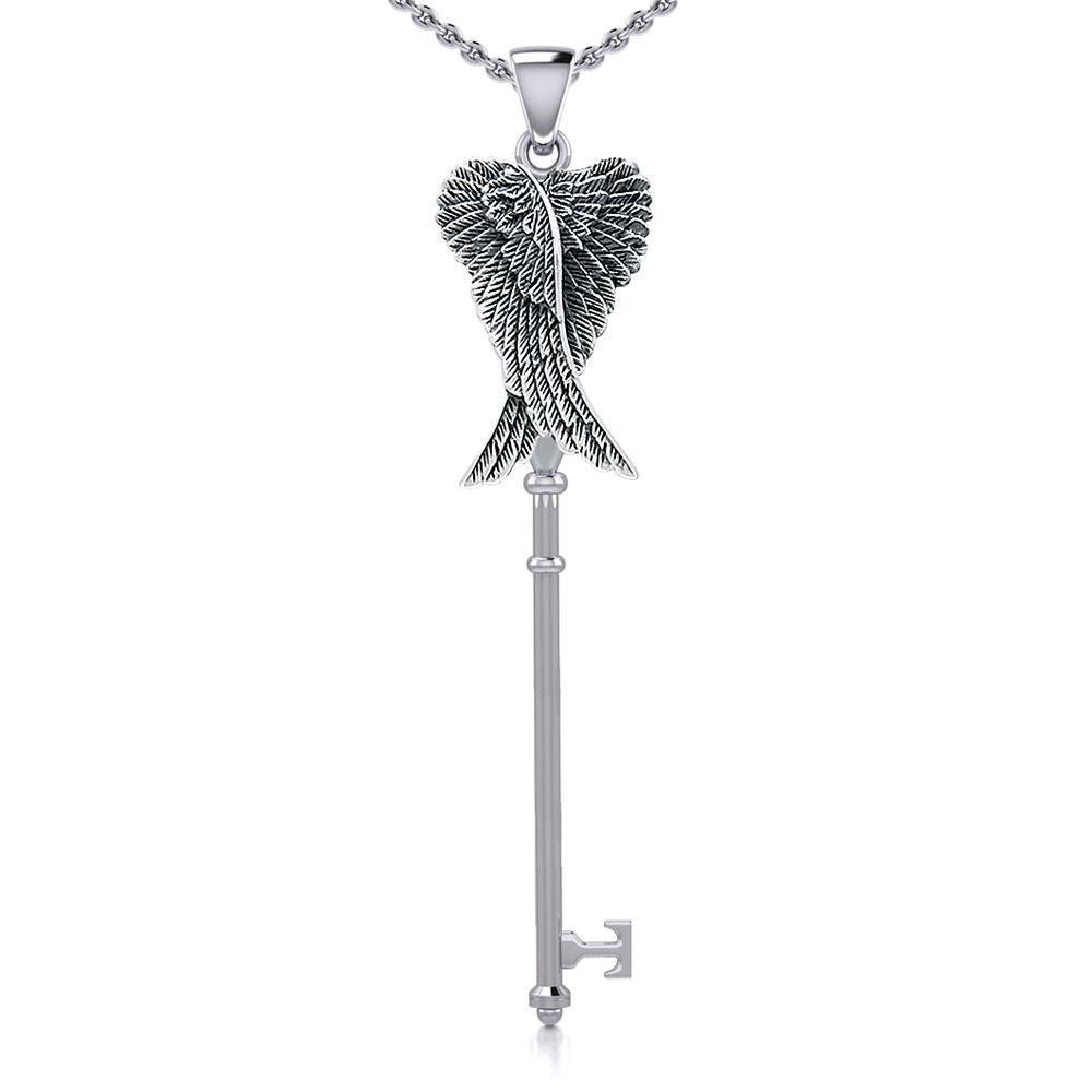 Angel Wings Spiritual Enchantment Key Silver Pendant TPD5710 - Peter Stone Wholesale