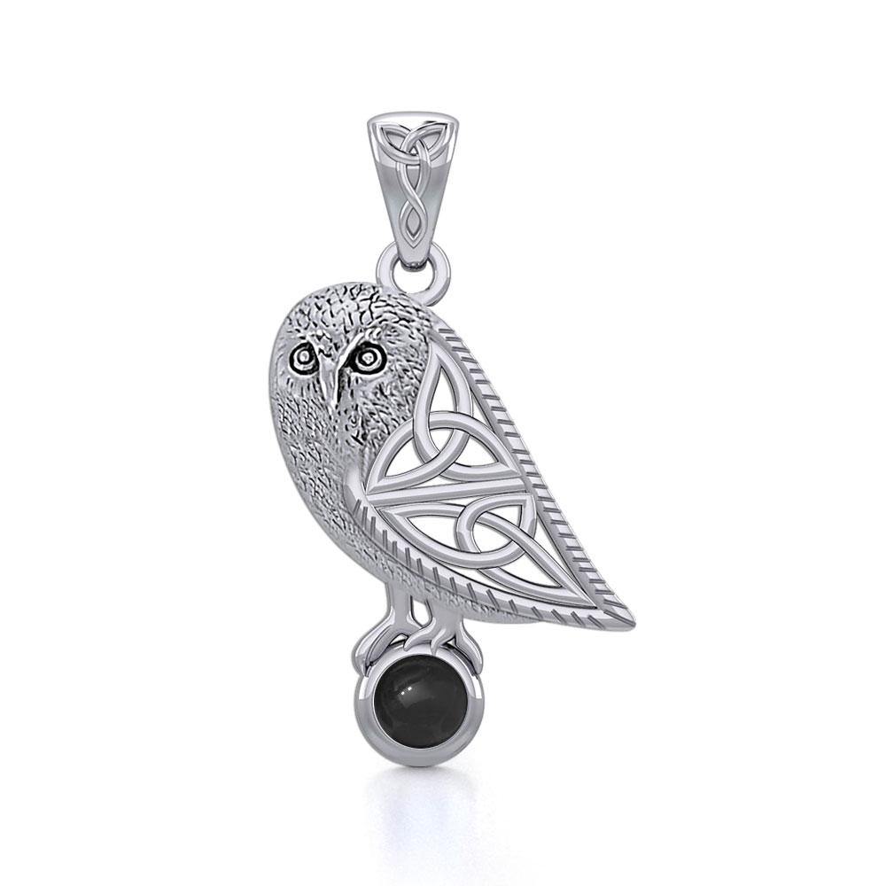 Celtic Owl Silver Pendant with Gemstone TPD5720 - Peter Stone Wholesale
