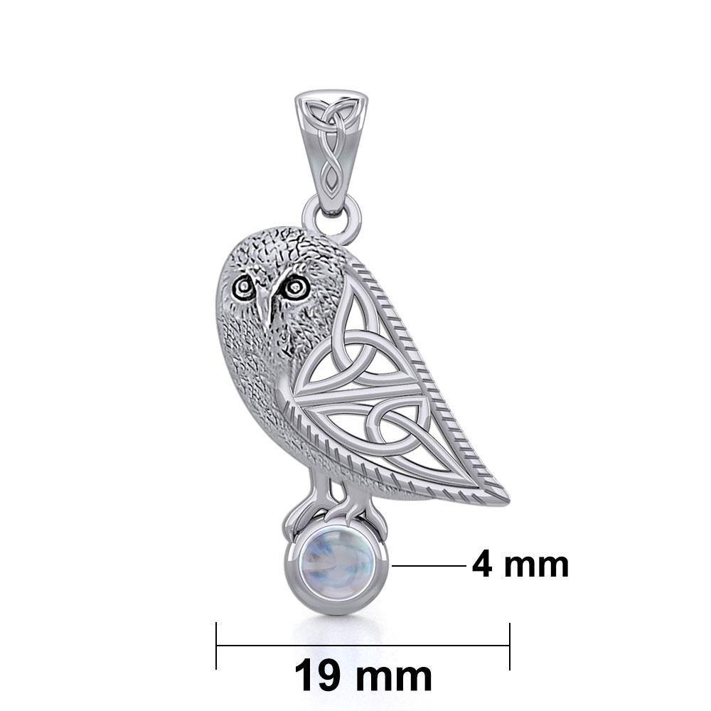 Celtic Owl Silver Pendant with Gemstone TPD5720 - Peter Stone Wholesale