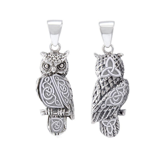 Celtic Horned Owl 3 Dimensional Pendant TPD5721 - Wholesale Jewelry
