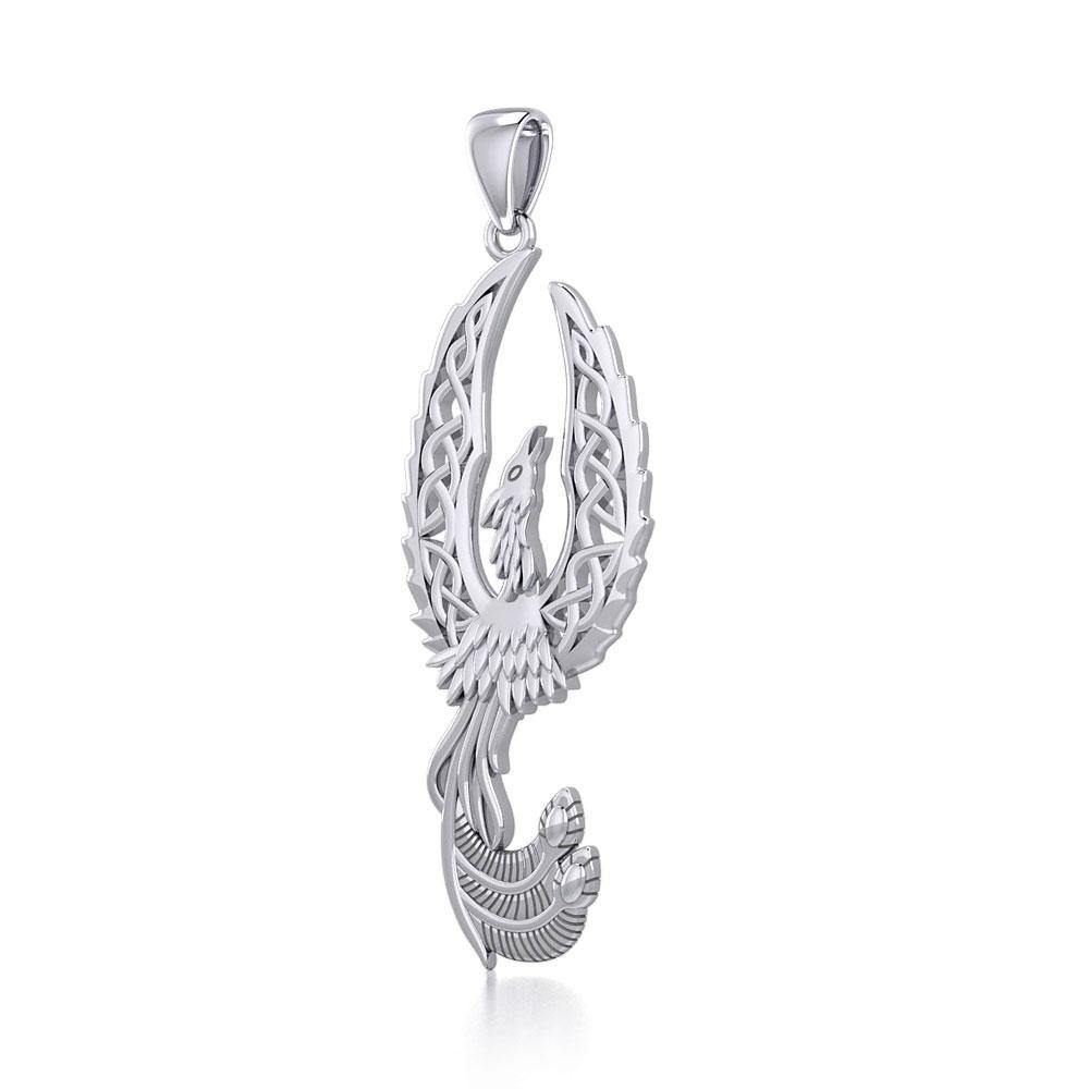 Mythical Celtic Phoenix Silver Pendant TPD5724 - Wholesale Jewelry
