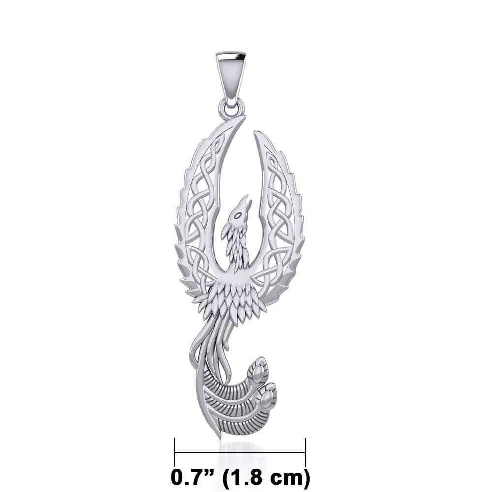 Mythical Celtic Phoenix Silver Pendant TPD5724 - Wholesale Jewelry