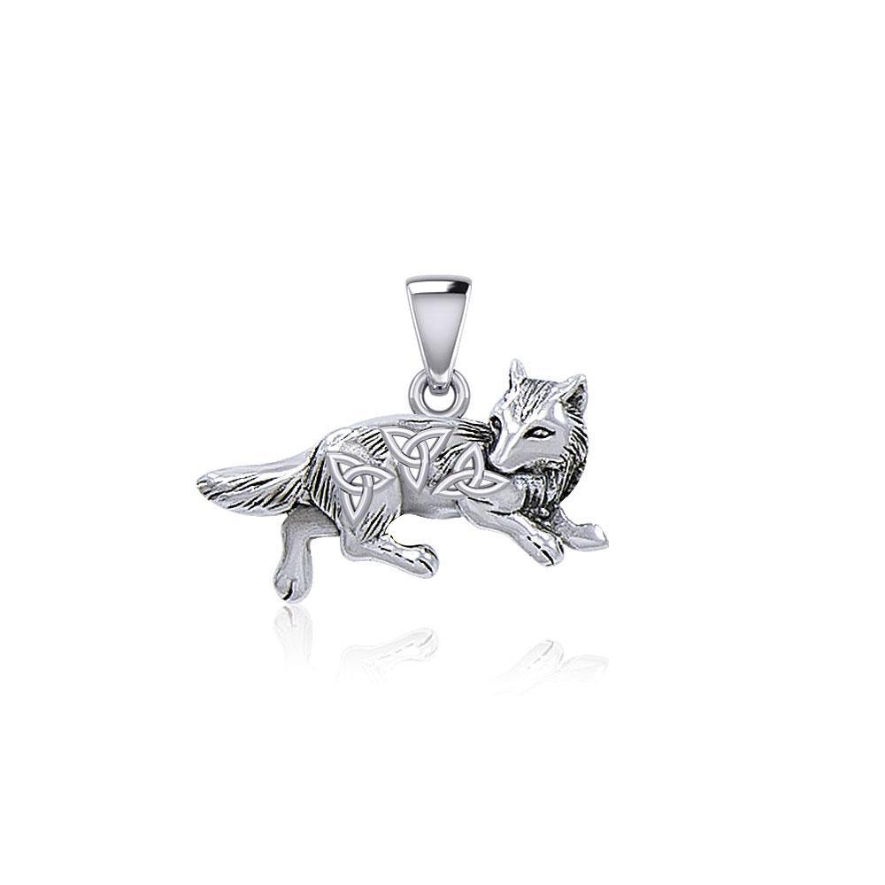 Celtic Running Wolf Silver Pendant TPD5725 - Wholesale Jewelry